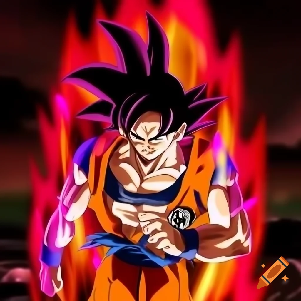 Goku confronting alien vampire goddess Zarkothian queen in dynamic battle scene
