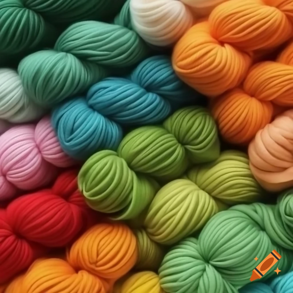 Colorful green and coral wool for crochet projects
