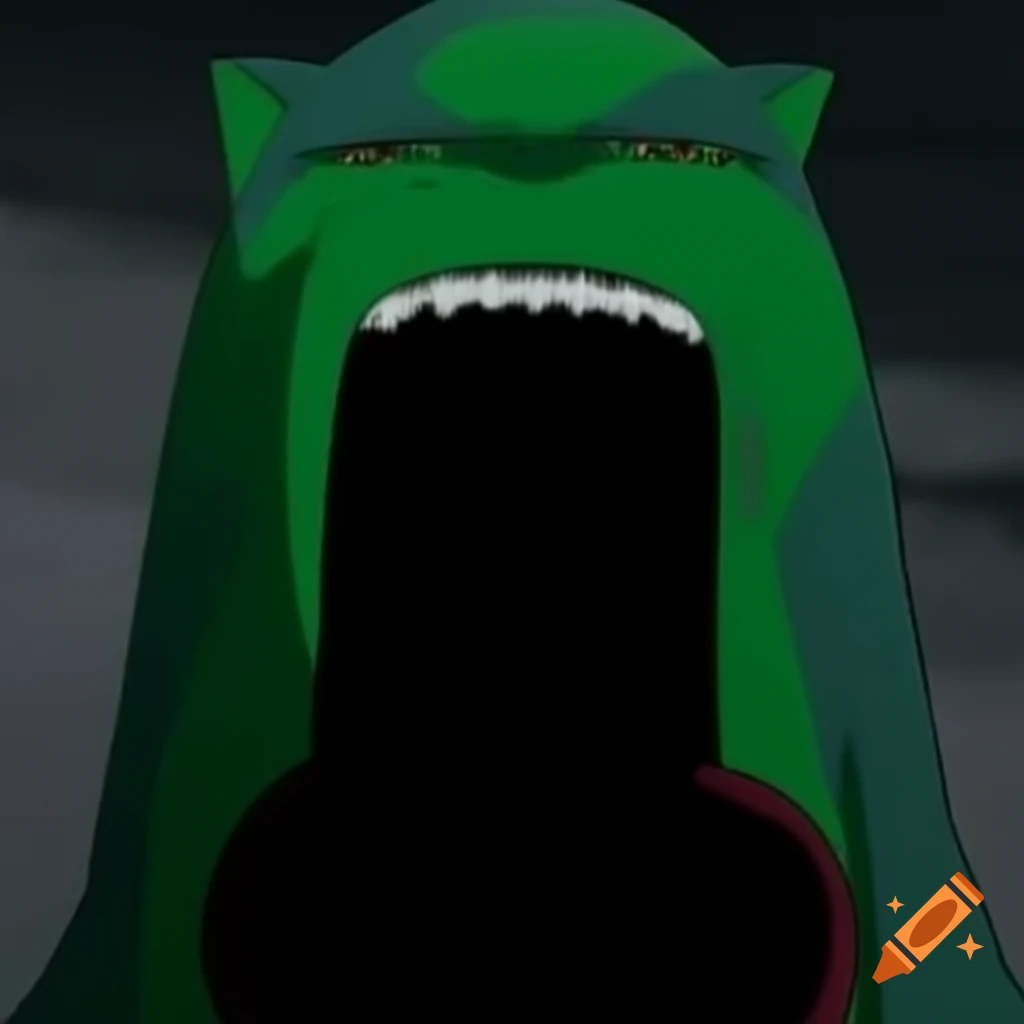 Mysterious angular green-skinned figure with shadows, dark body
