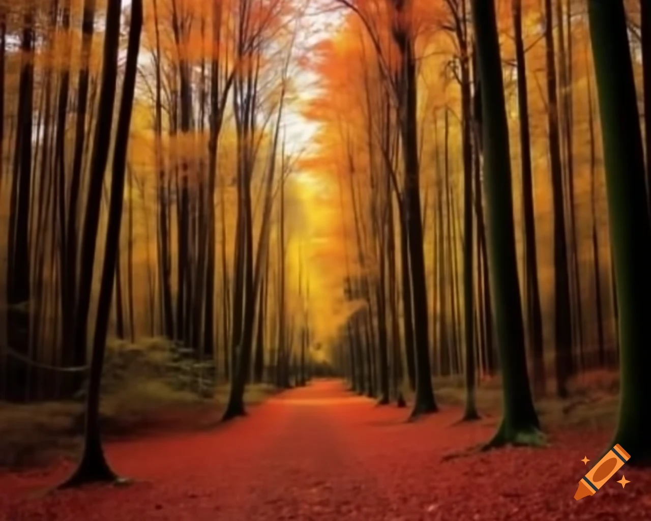 Photo realistic depiction of autumn woods