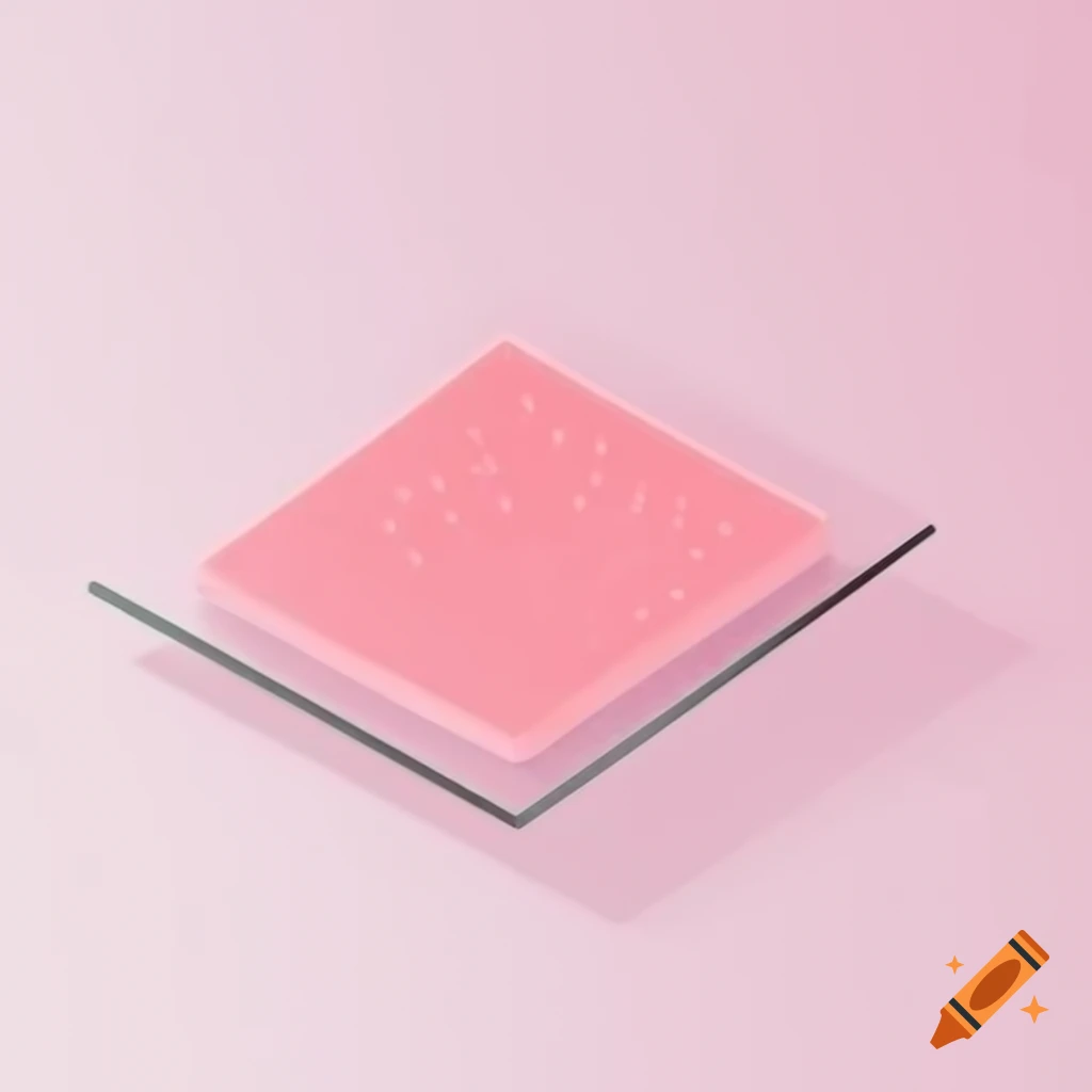 3D graphic of thin pink glass with flat human cells on top