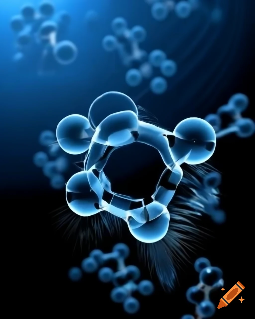 Dynamic water molecule illustration