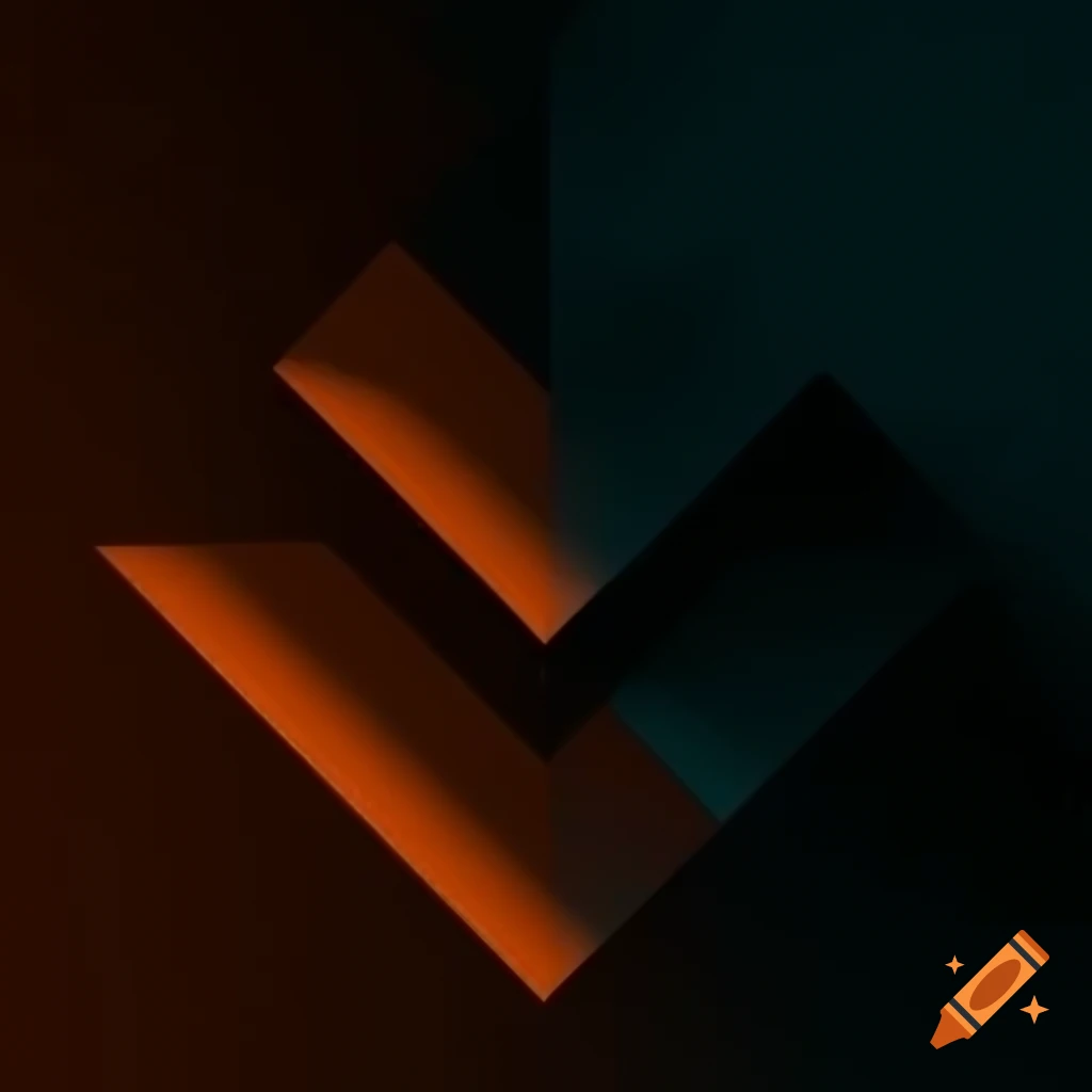 Dark geometric shapes with orange tones representing tech hacking background