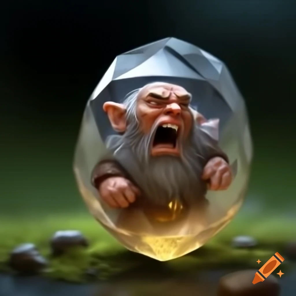 Angry dwarf trapped inside a jewel