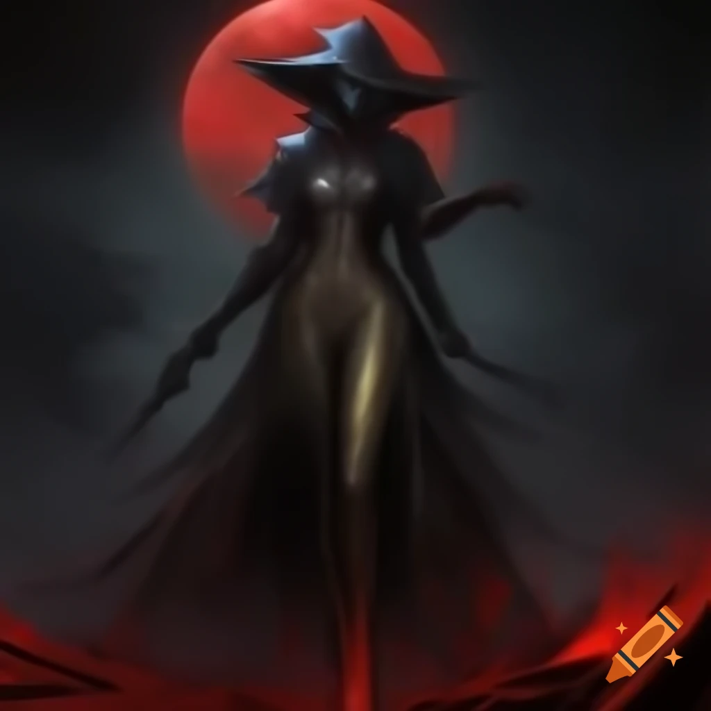 Concept art featuring female alien in horror style inspired by Bloodborne, Metroid, and Yoshitaka Amano