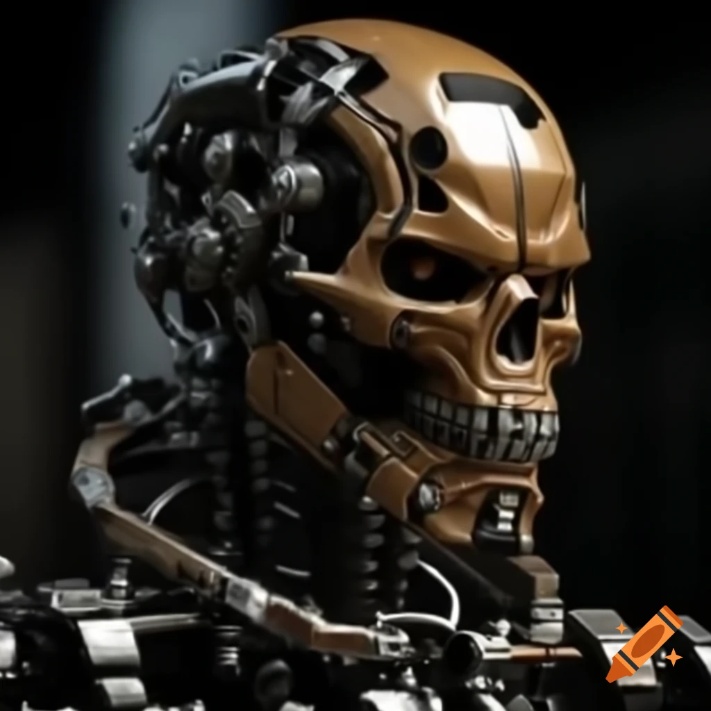 Realistic endoskeleton representation of a sci-fi robot