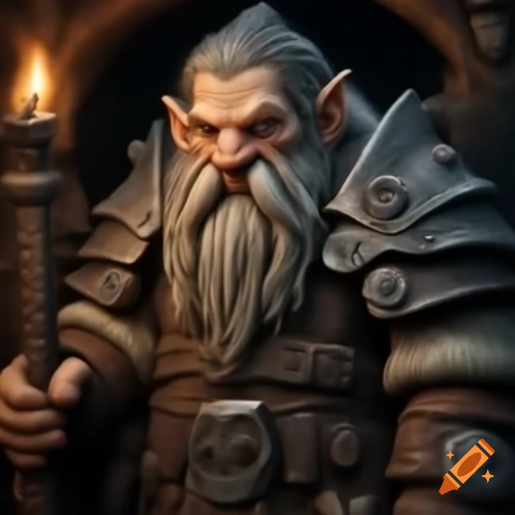 Realistic fullbody depiction of a dwarven peasant