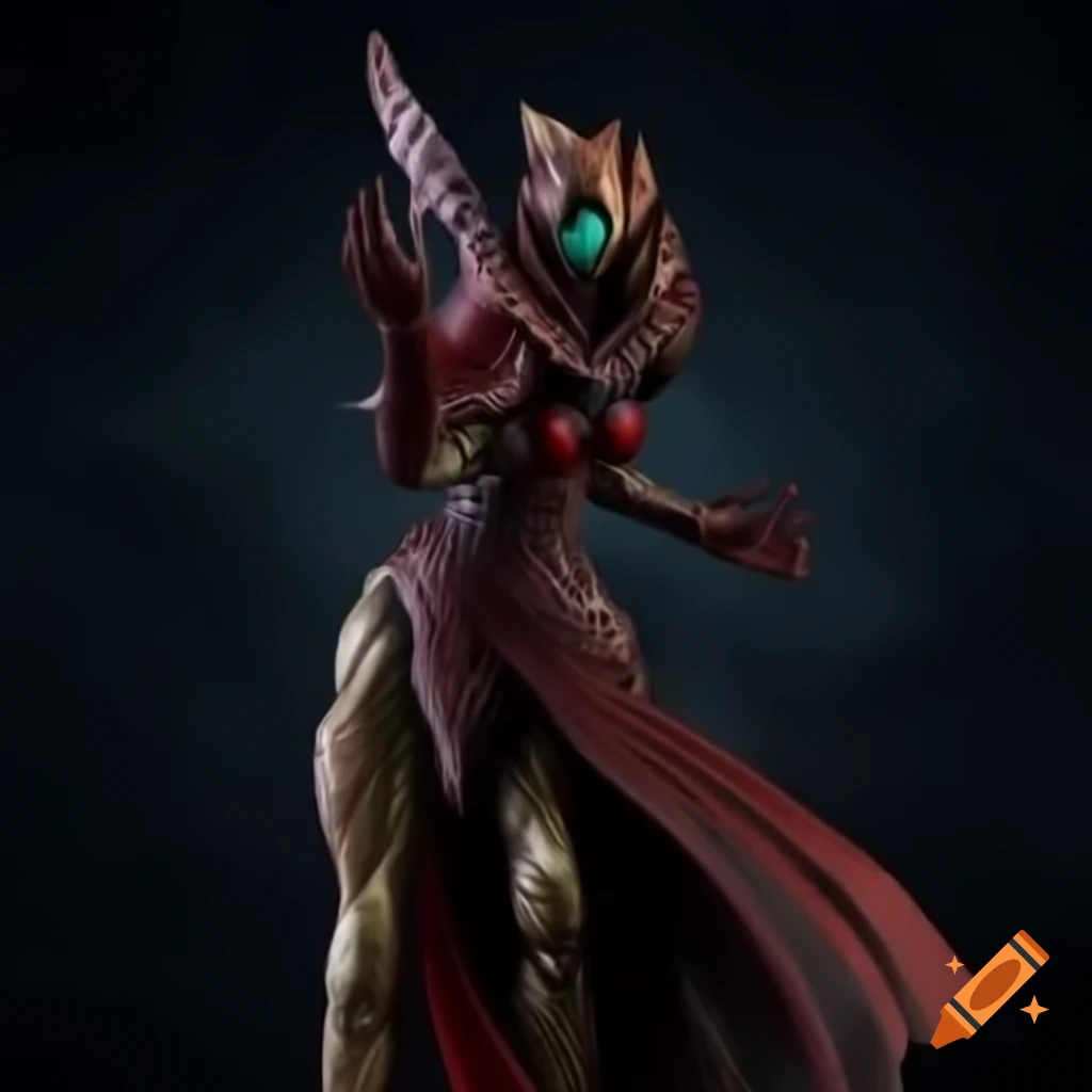 Detailed high-definition artwork of female alien in horror setting inspired by various video games