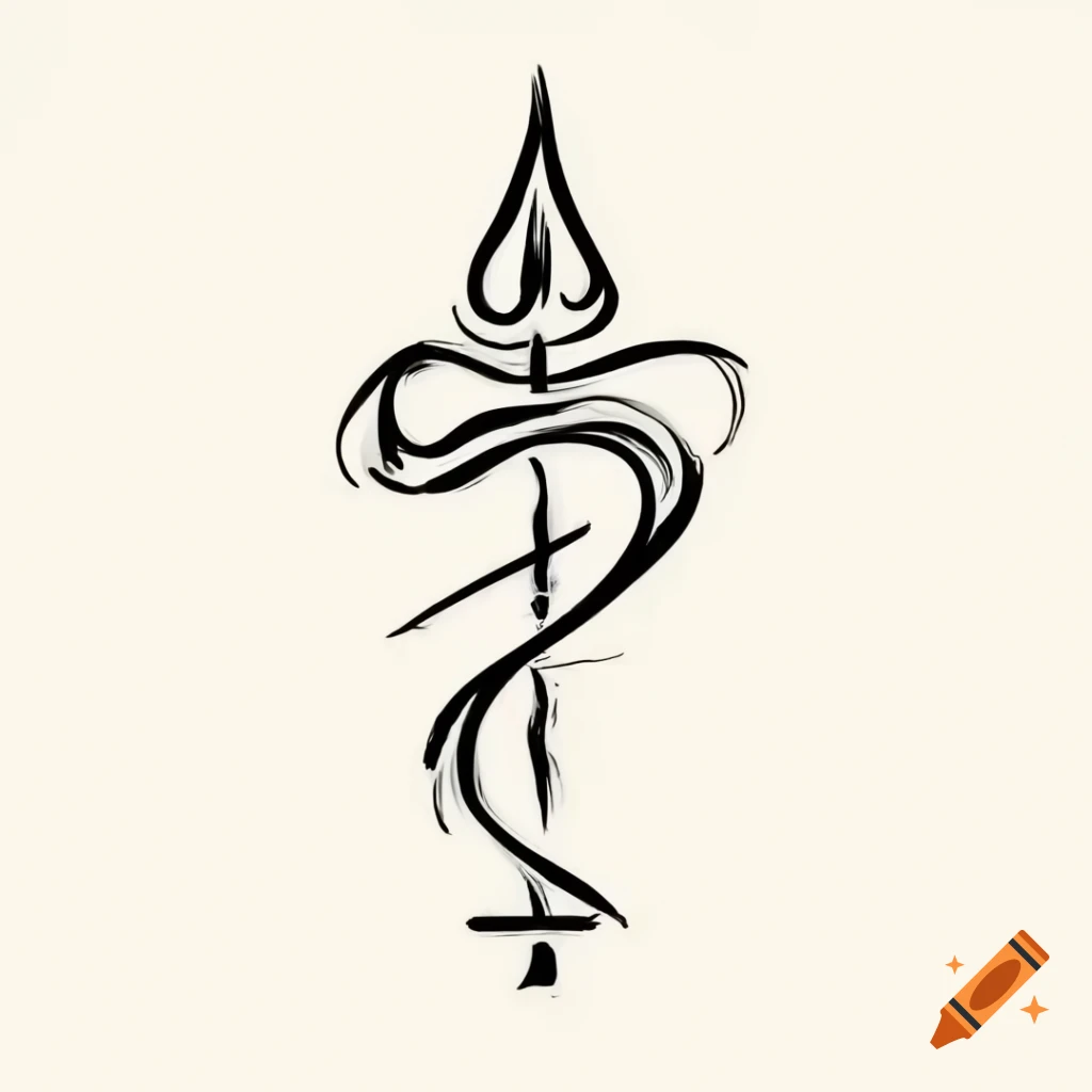 Sketch of runic symbol representing Shiva the Destroyer