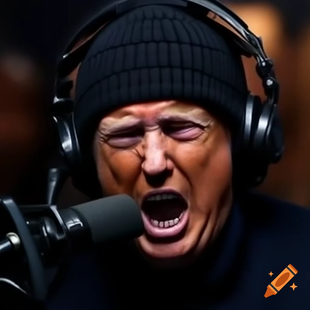 Angry social media influencer in black knit hat, live streaming conspiracy theories