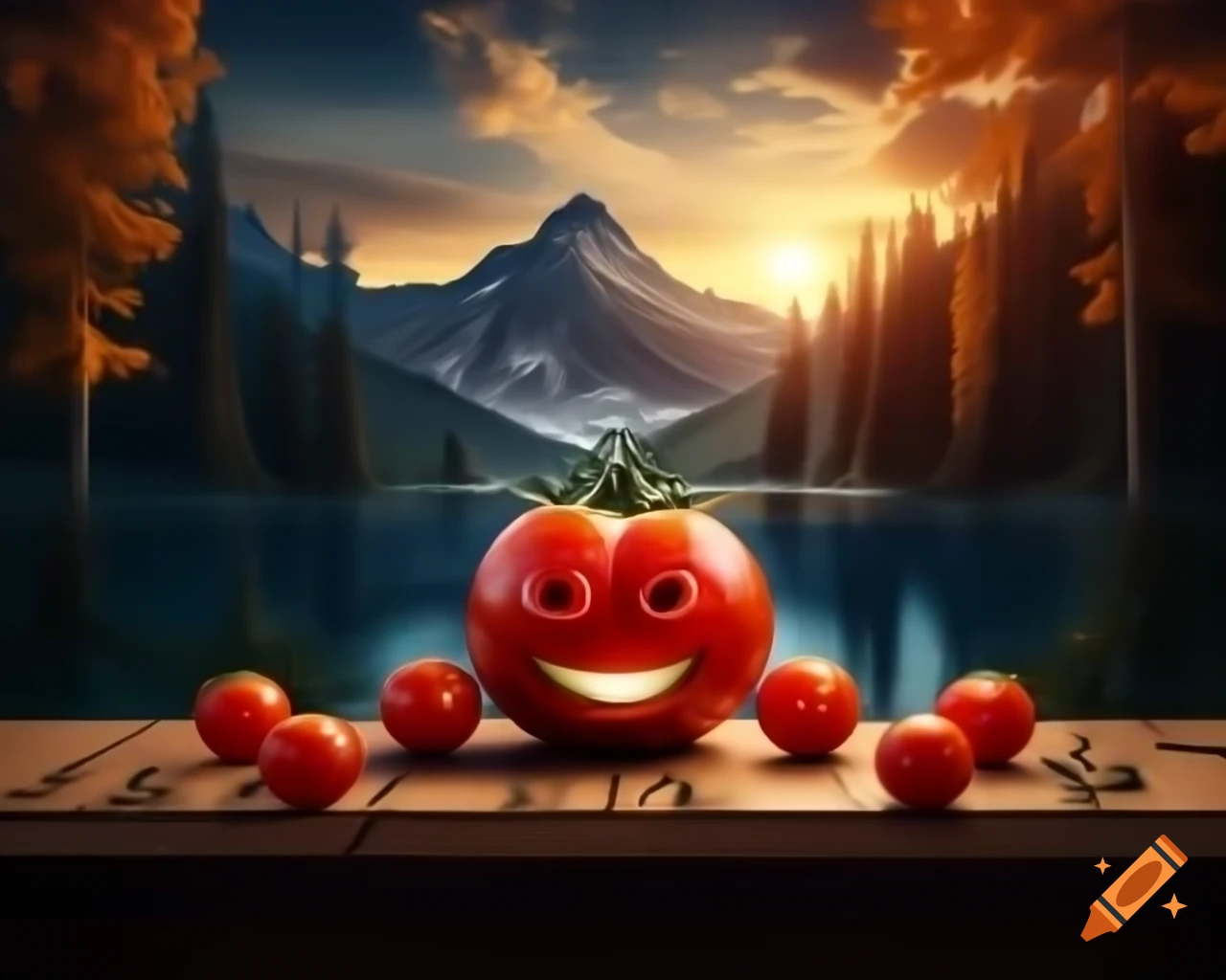 Hyperrealistic human face crafted from tomatoes in photorealistic 3D render