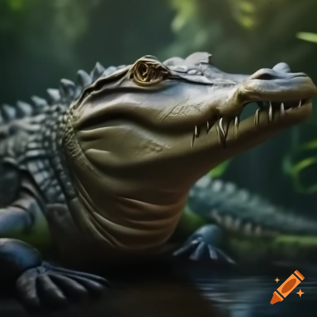 Crocodile holding an AK-47