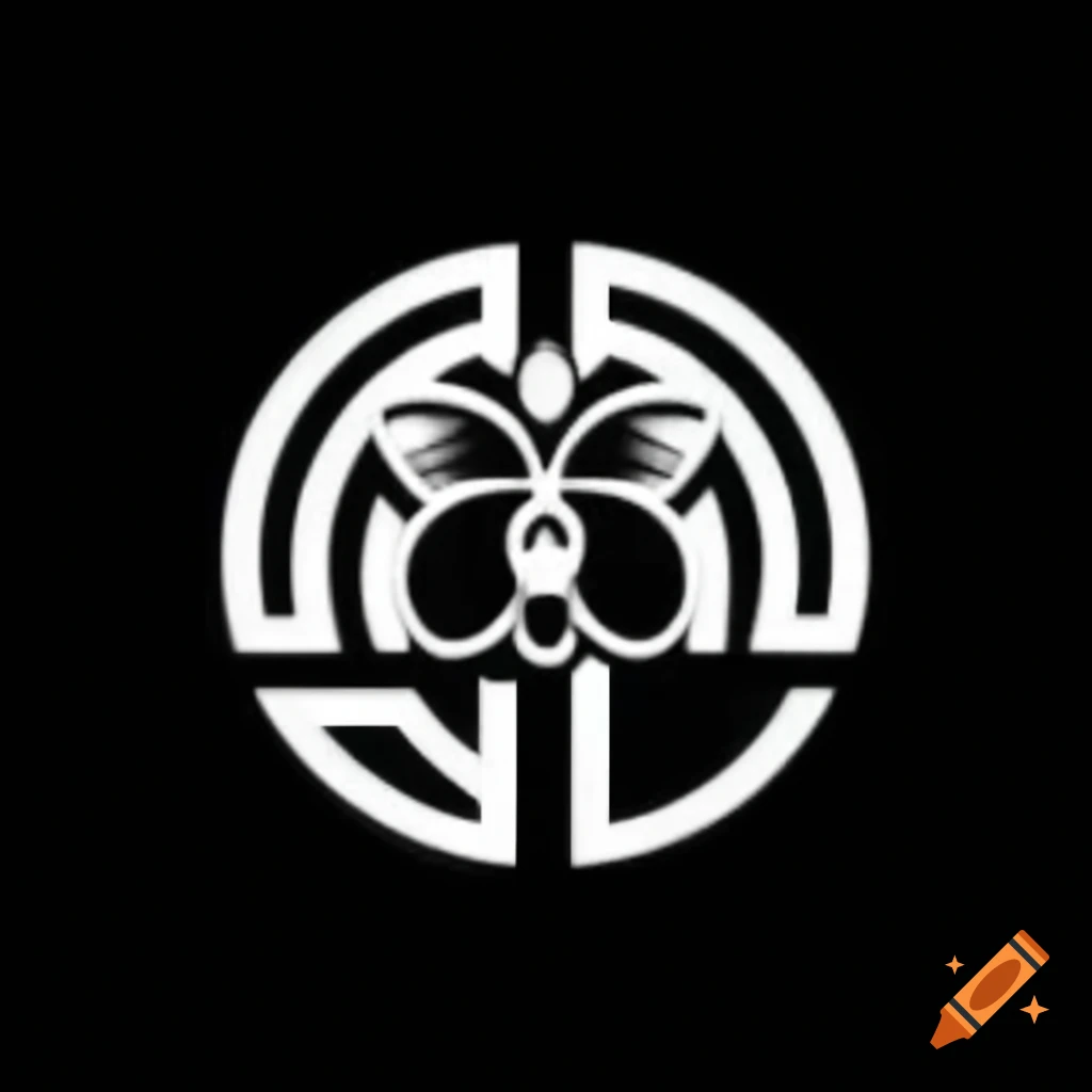 White orchid symbol on black background