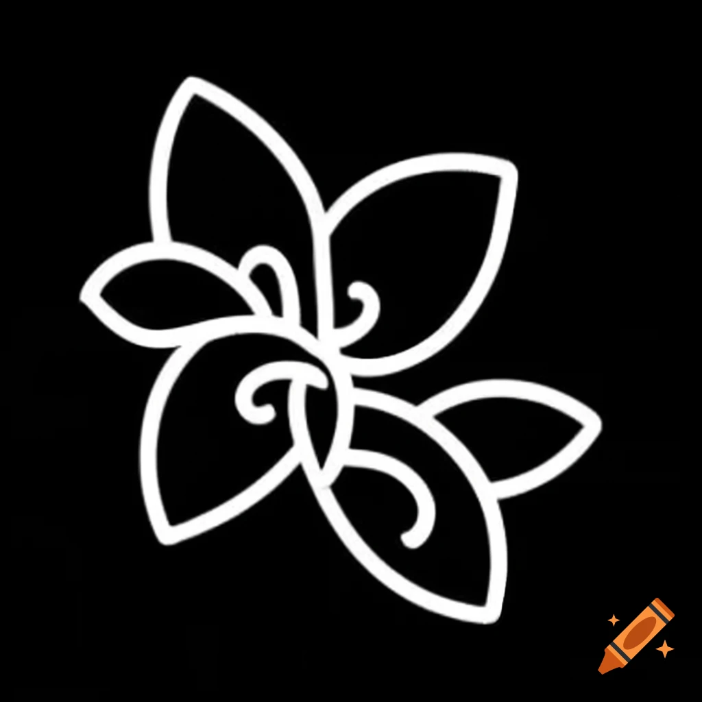 Orchid leaf symbol in white on black background