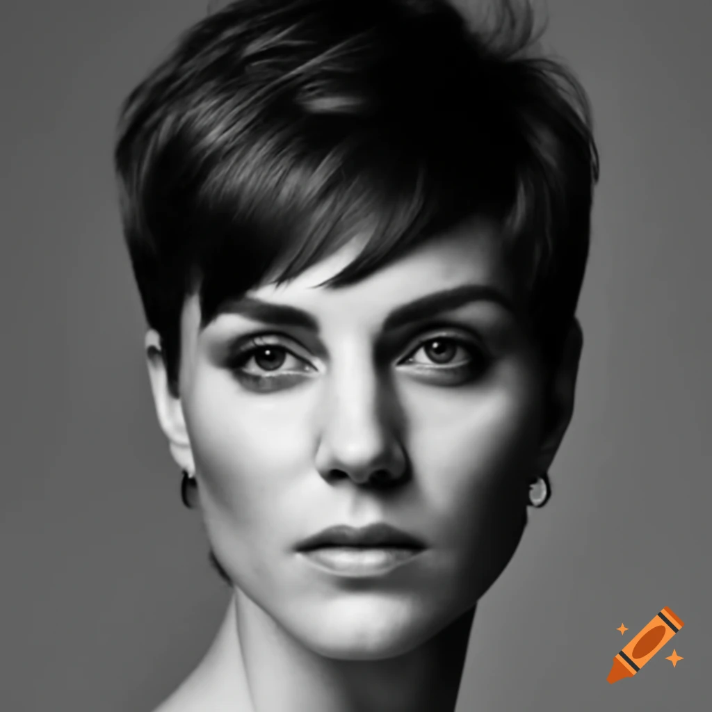 Catherine Middleton with a dramatic brushed back short pixie haircut