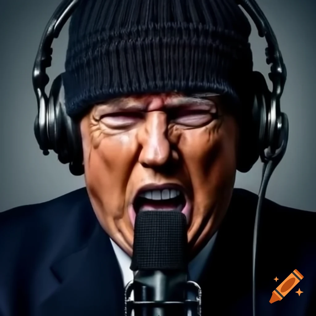 Angry social media influencer in black knit hat, live streaming conspiracy theories