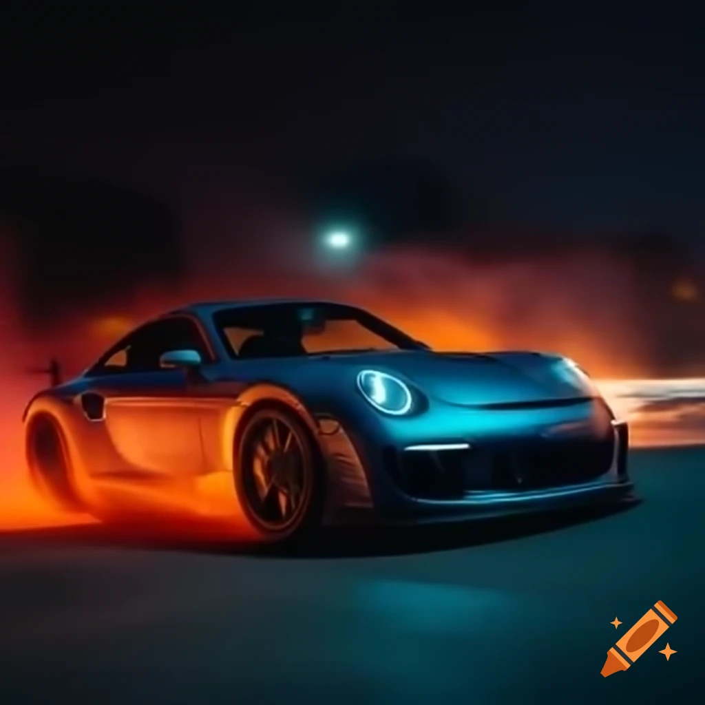 Sleek sports car at night