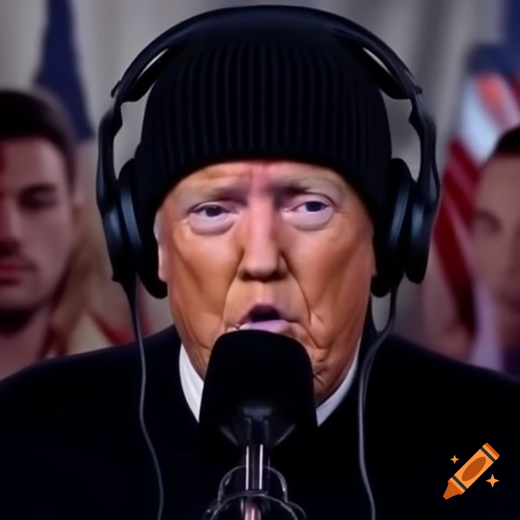 Conspiracy theorist influencer with headphones and microphone live streaming
