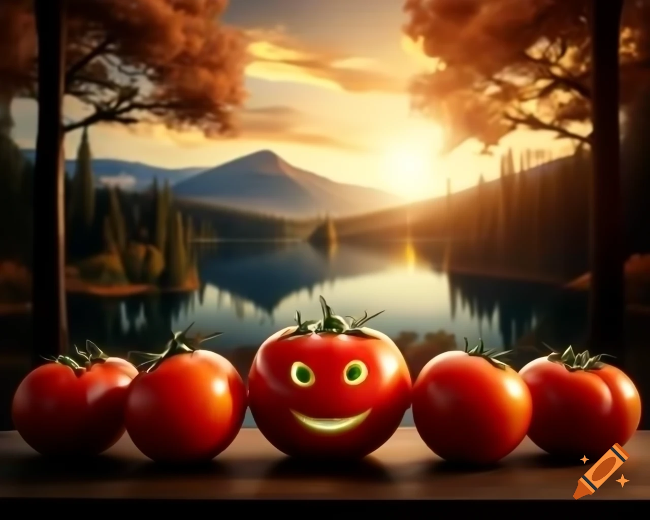 Closeup of human face made of tomatoes, photorealistic 3D render