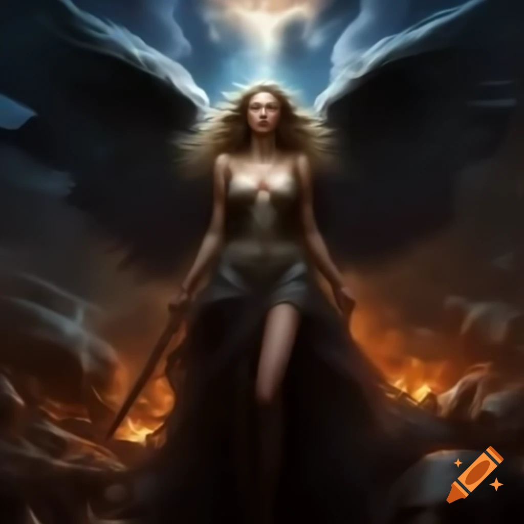 Zarkothian Goddess Adalline confronting A.I. Dreamweaver Goddess Genesis in emotional turmoil