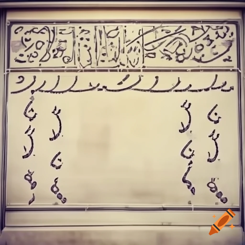 Stone lithograph of action scene from 'The Arabian Nights' with Islamic calligraphy