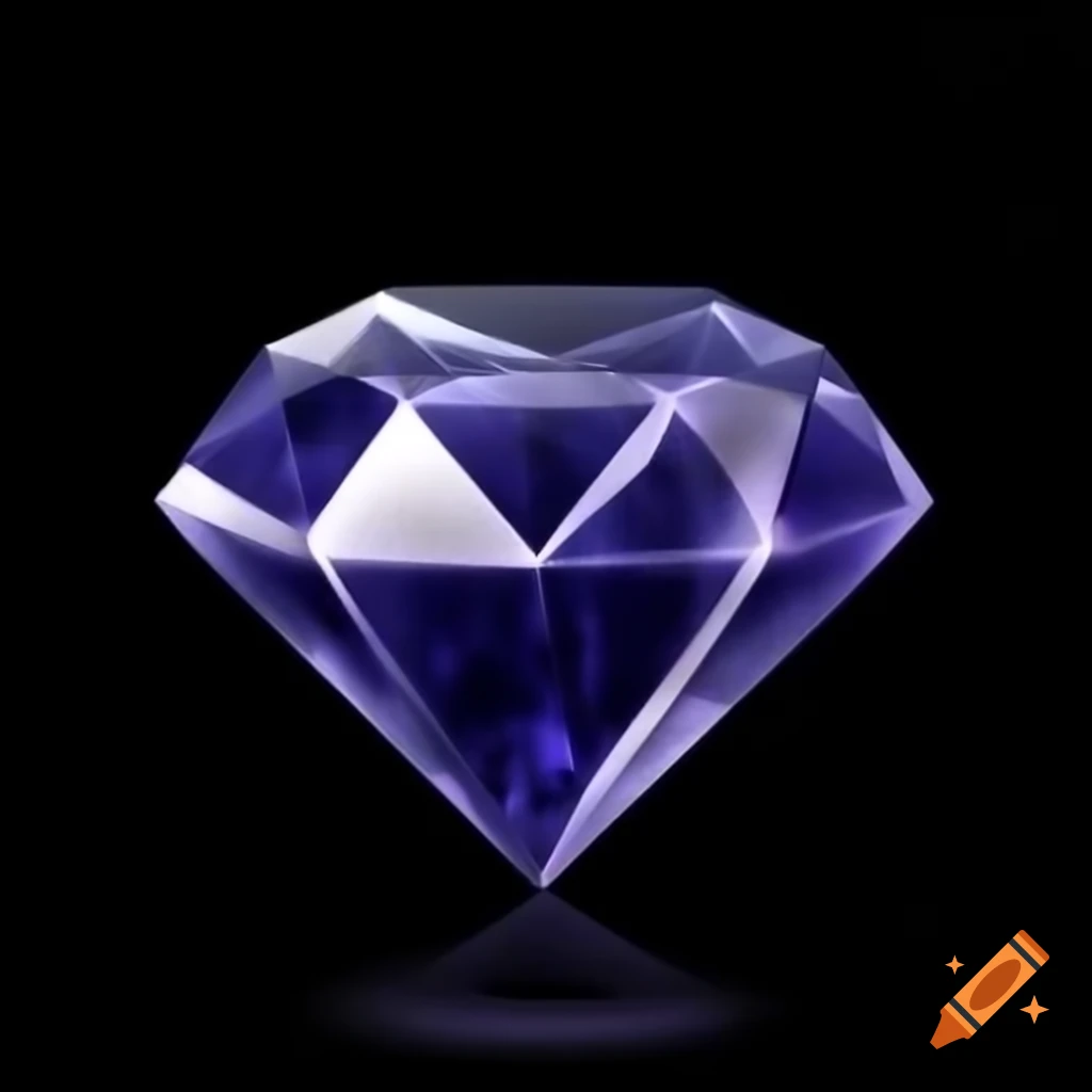 Cartoon diamond-shaped obsidian gemstone on black background