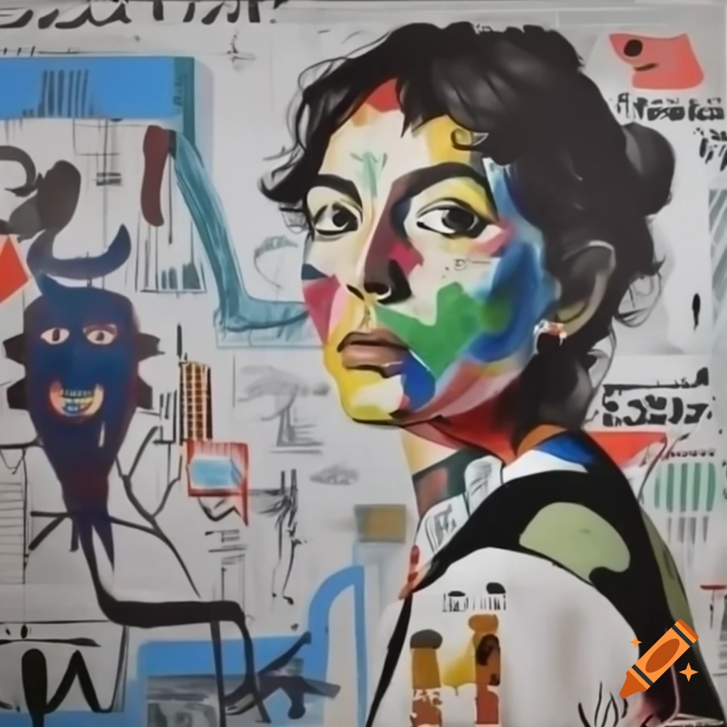 Artwork inspired by Picasso's Guernica in style of Basquiat and Lam