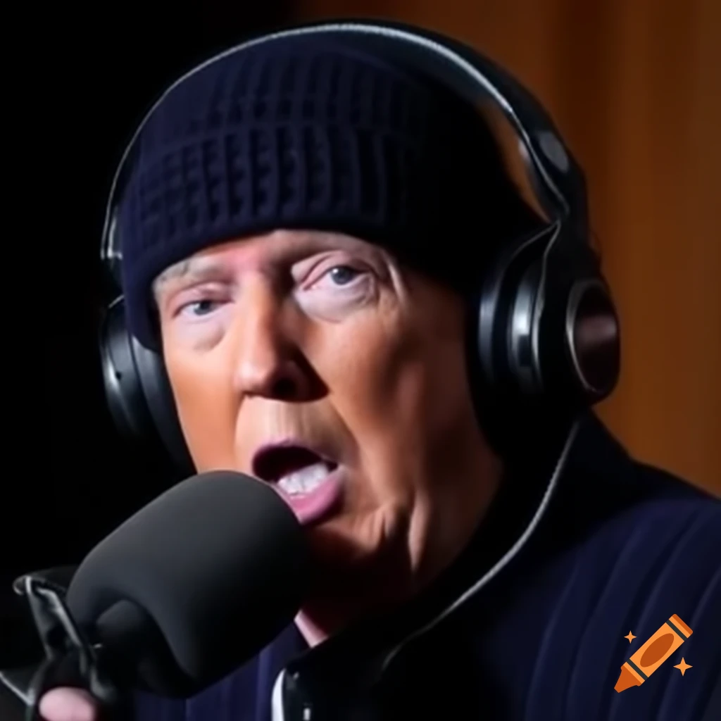 Conspiracy theorist influencer with headphones and microphone live