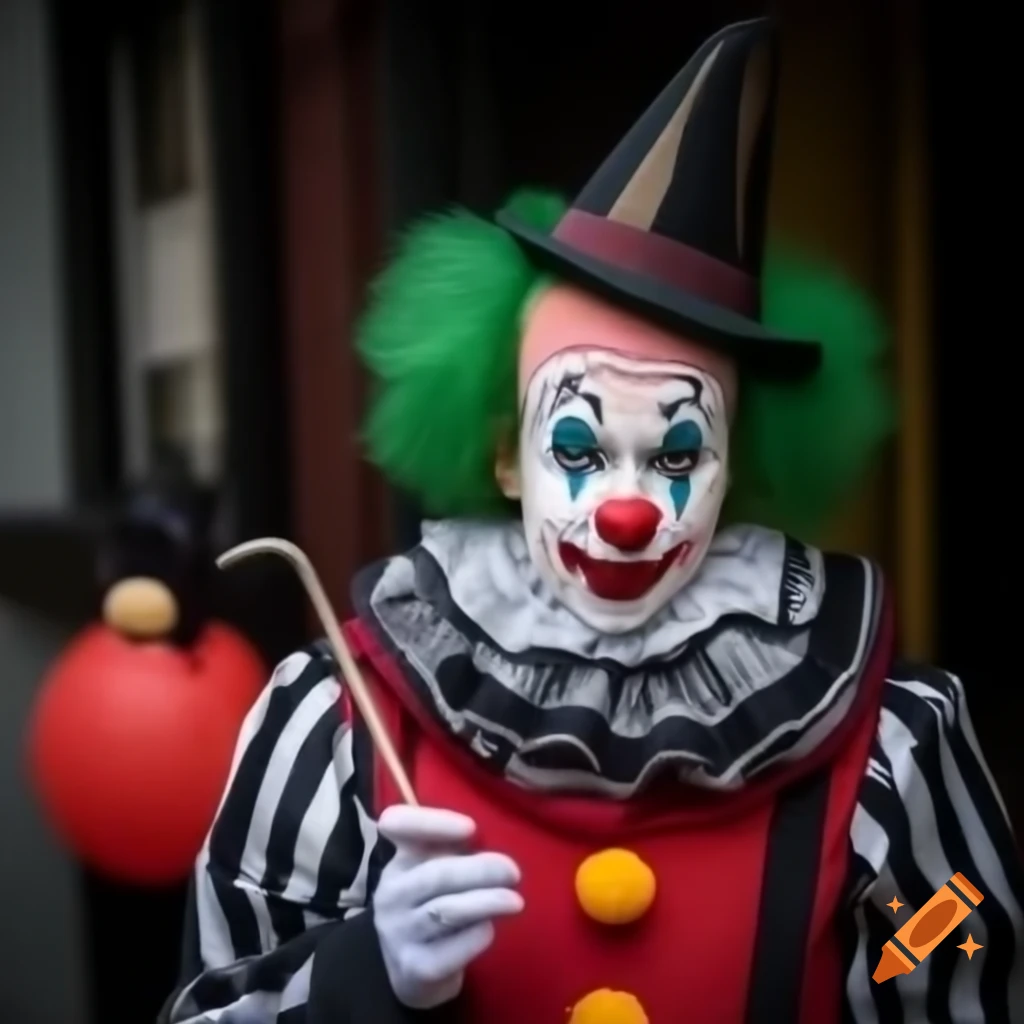 Vibrant and whimsical clown town scene