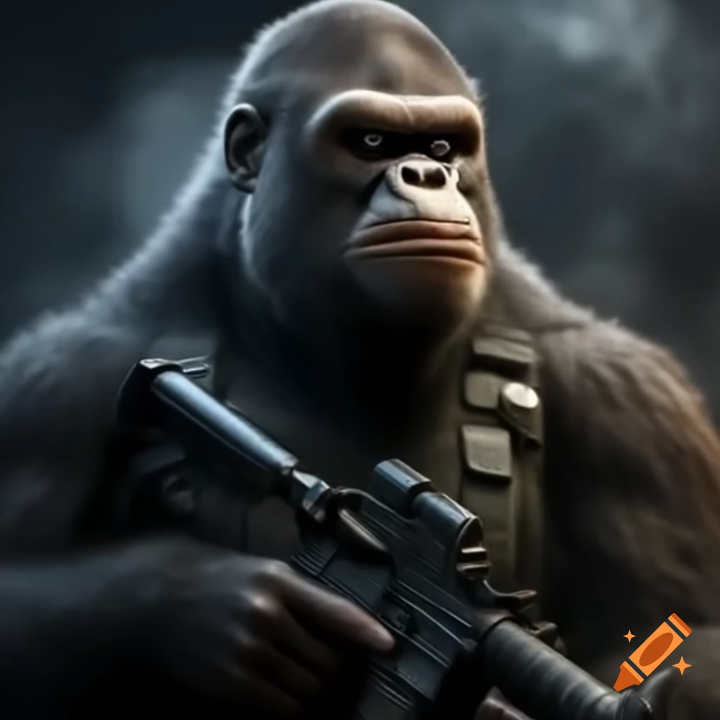 Armed gorilla with explosives