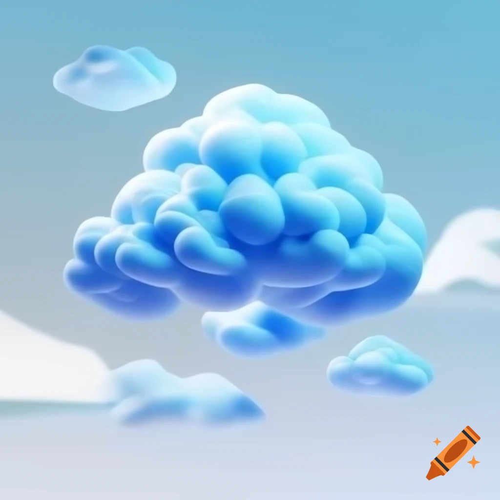3D stylized cloud illustration in bluish casual art style