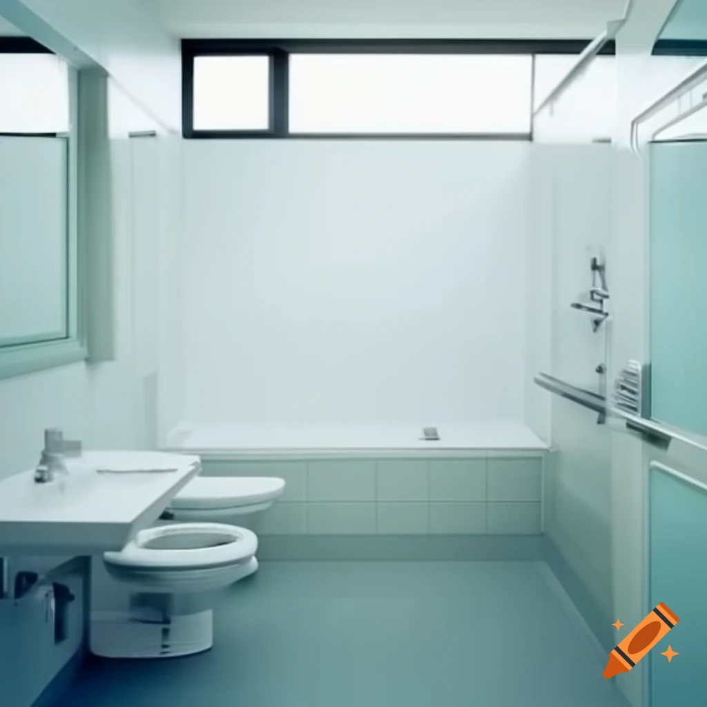 Clean school bathroom interior