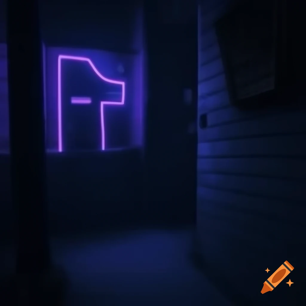 Dark room with brick wall and neon sign reading 'SNOWBUNNY'