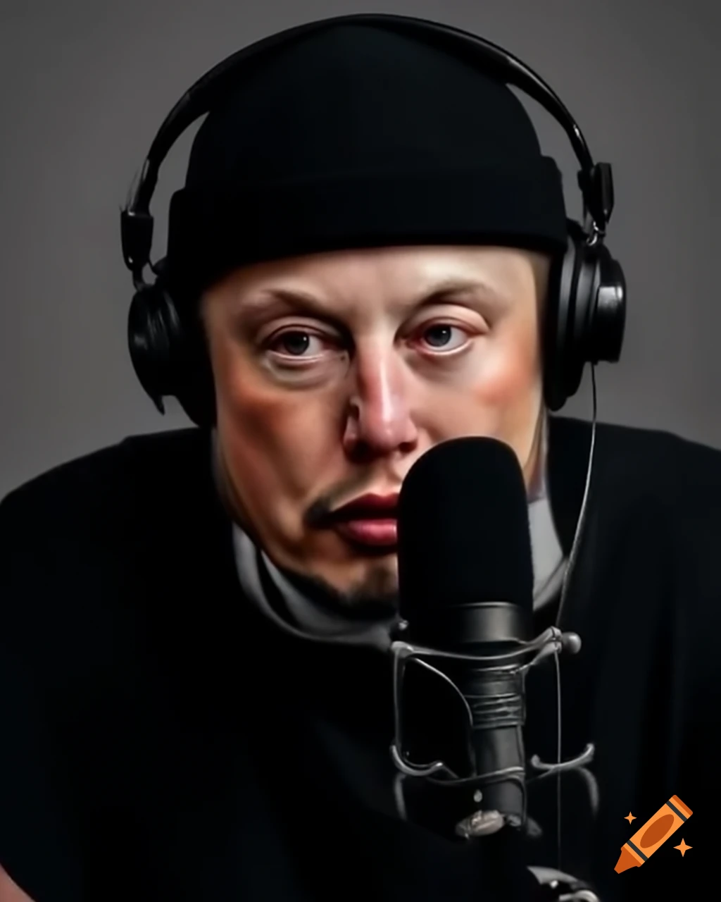 Social media influencer in knit cap and headphones live streaming conspiracy theories