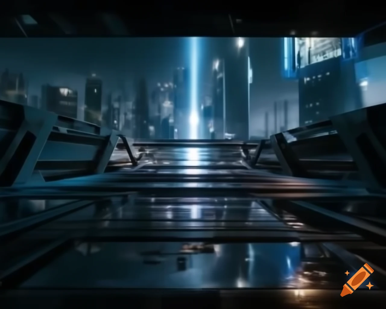 Futuristic cyberpunk cityscape with towering skyscrapers
