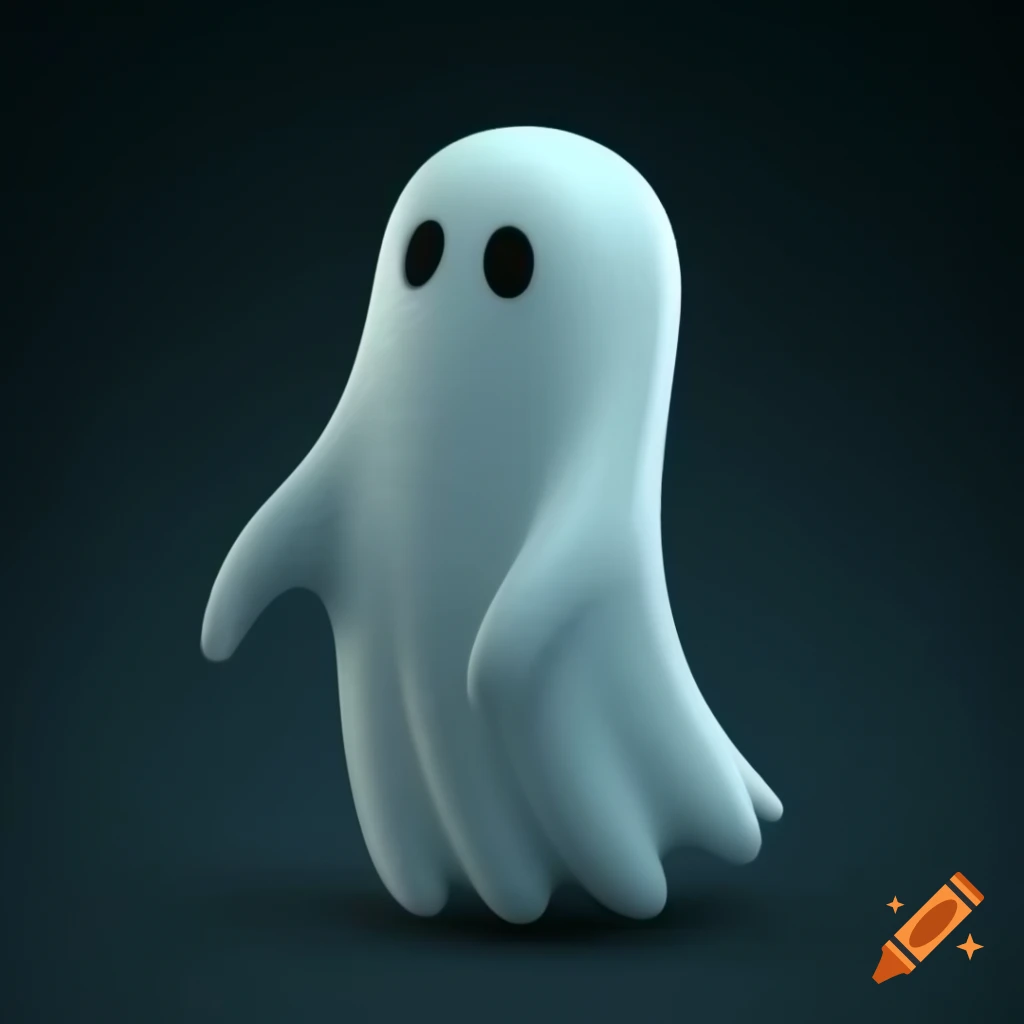 3D stylized ghost illustration in bluish color and casual art style