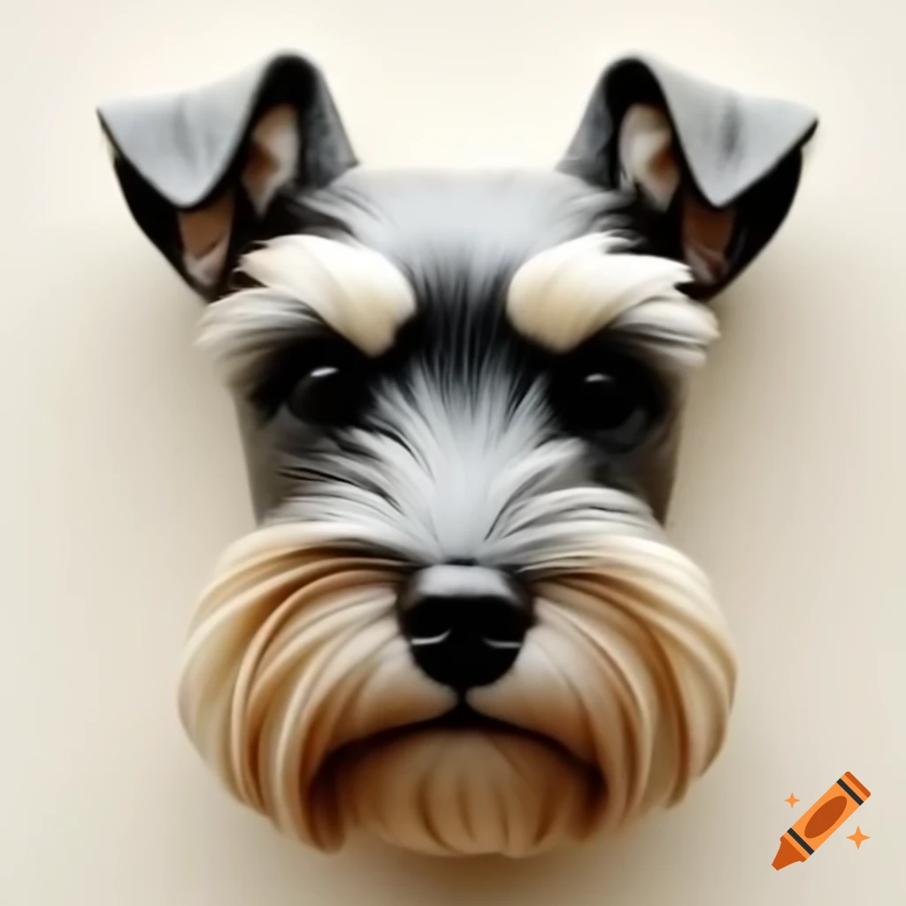 Bas relief sculpture of mini schnauzer head
