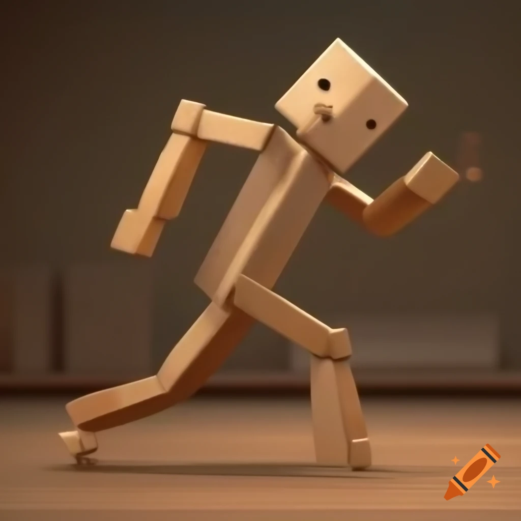 Wooden creature in humorous situation stealing from Blockbuster