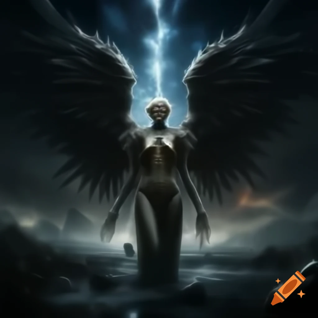 Alien Angel Goddess Queen Adalline in Cosmic Dream War, calmly addressing heroes