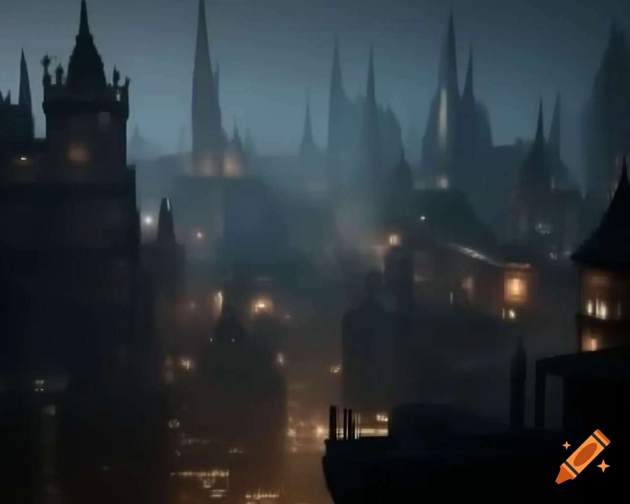 Unique grand cityscape with rusted metal skyscrapers and intricate clockwork machines