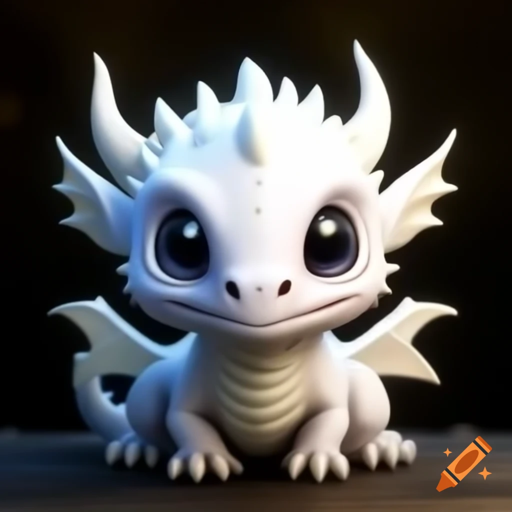 Cute white dragon head with striking black eyes