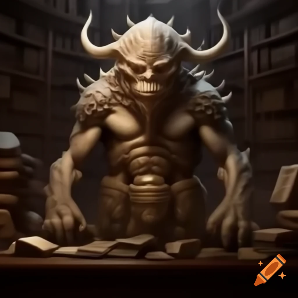 Ancient mythical creature guarding hidden library of knowledge