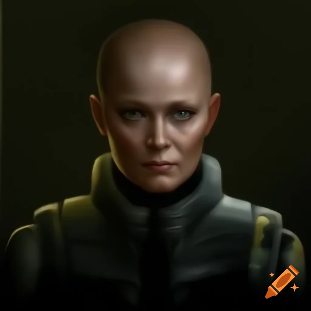 Middle-aged female sci-fi pilot in Battletech setting