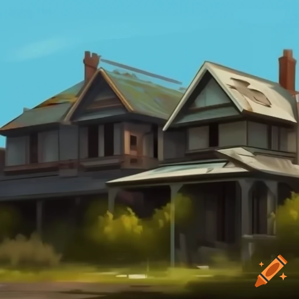 Abandoned houses in southern Auckland, New Zealand, illustrated in GTA 4 style
