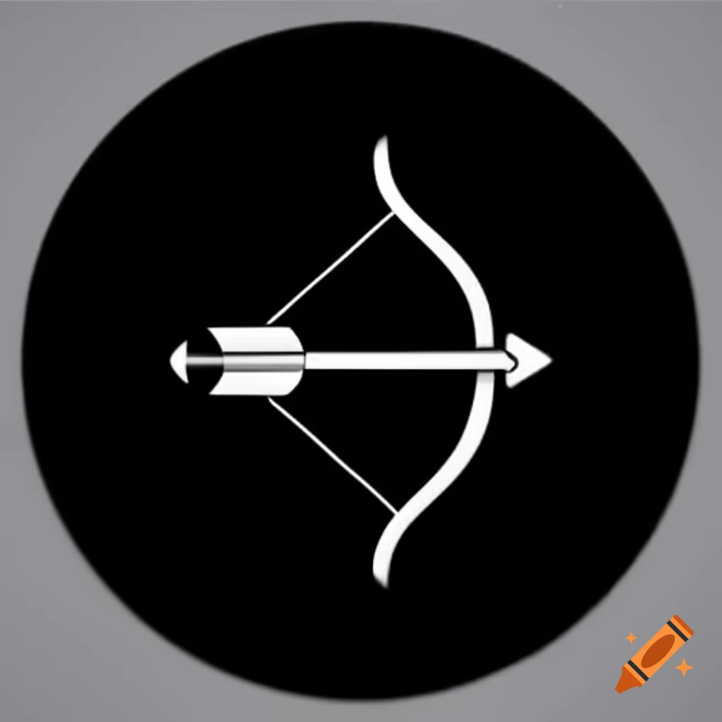 Minimalist longbow icon in white on black background