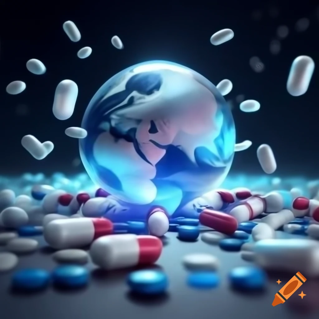 Imaginary world constructed from various medication pills