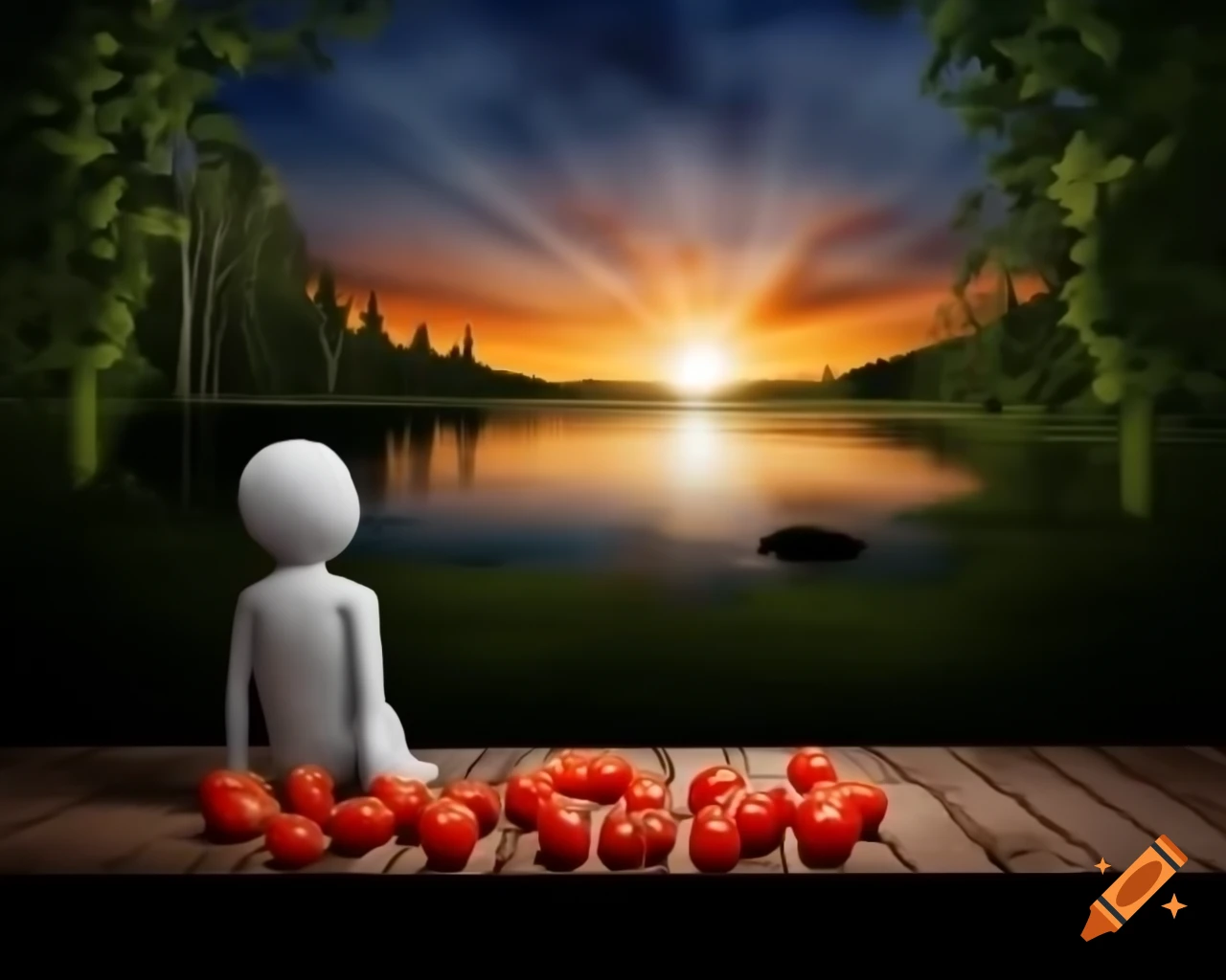 Hyperrealistic human face crafted from tomatoes in photorealistic 3D render