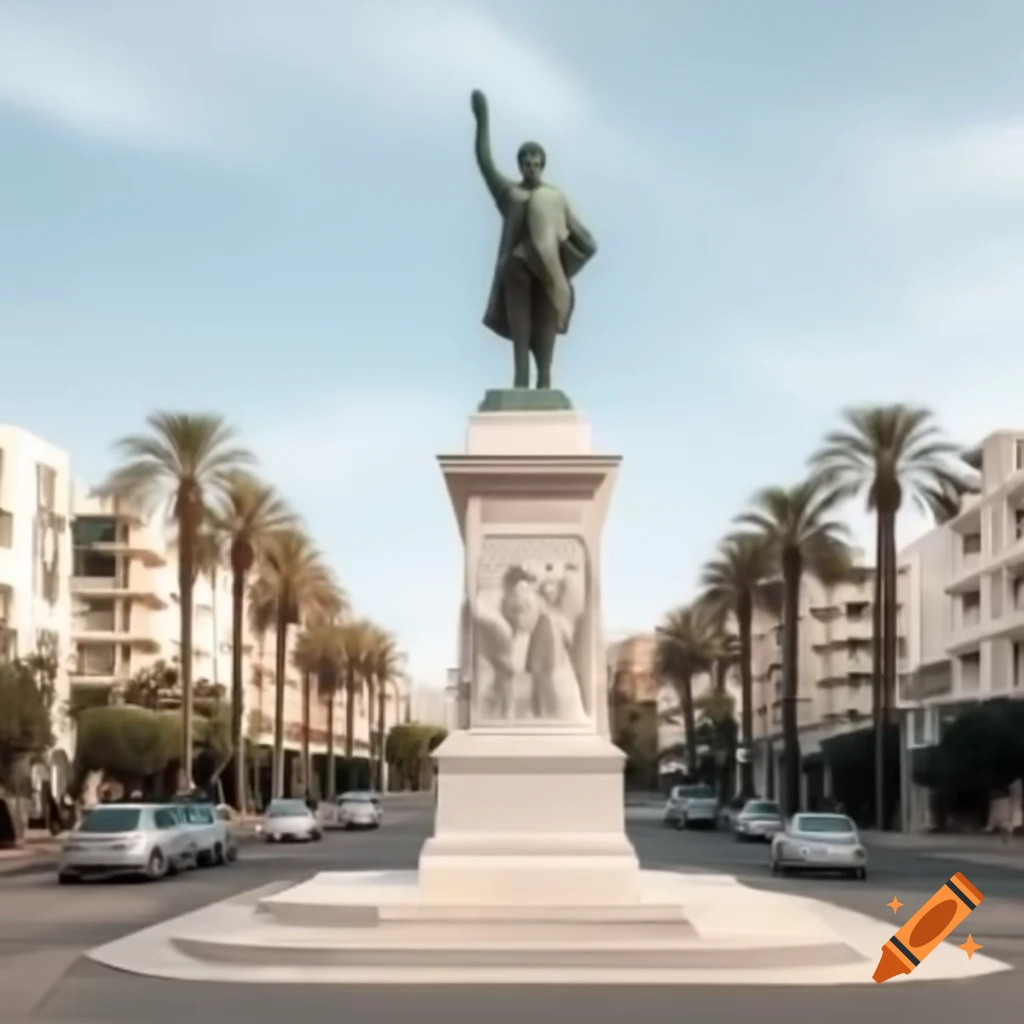 Contemporary art statue in Mediterranean city street