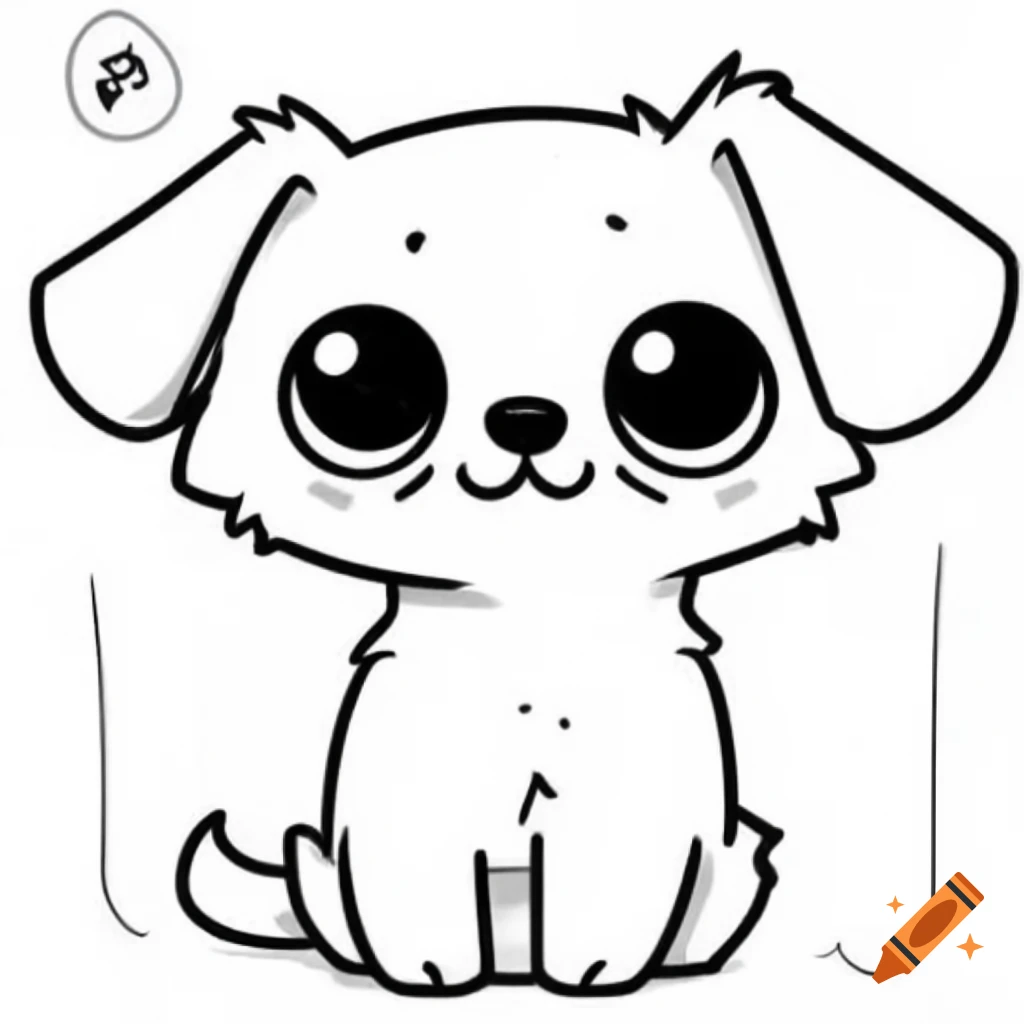 Outline drawing of a cute cartoon dog for coloring