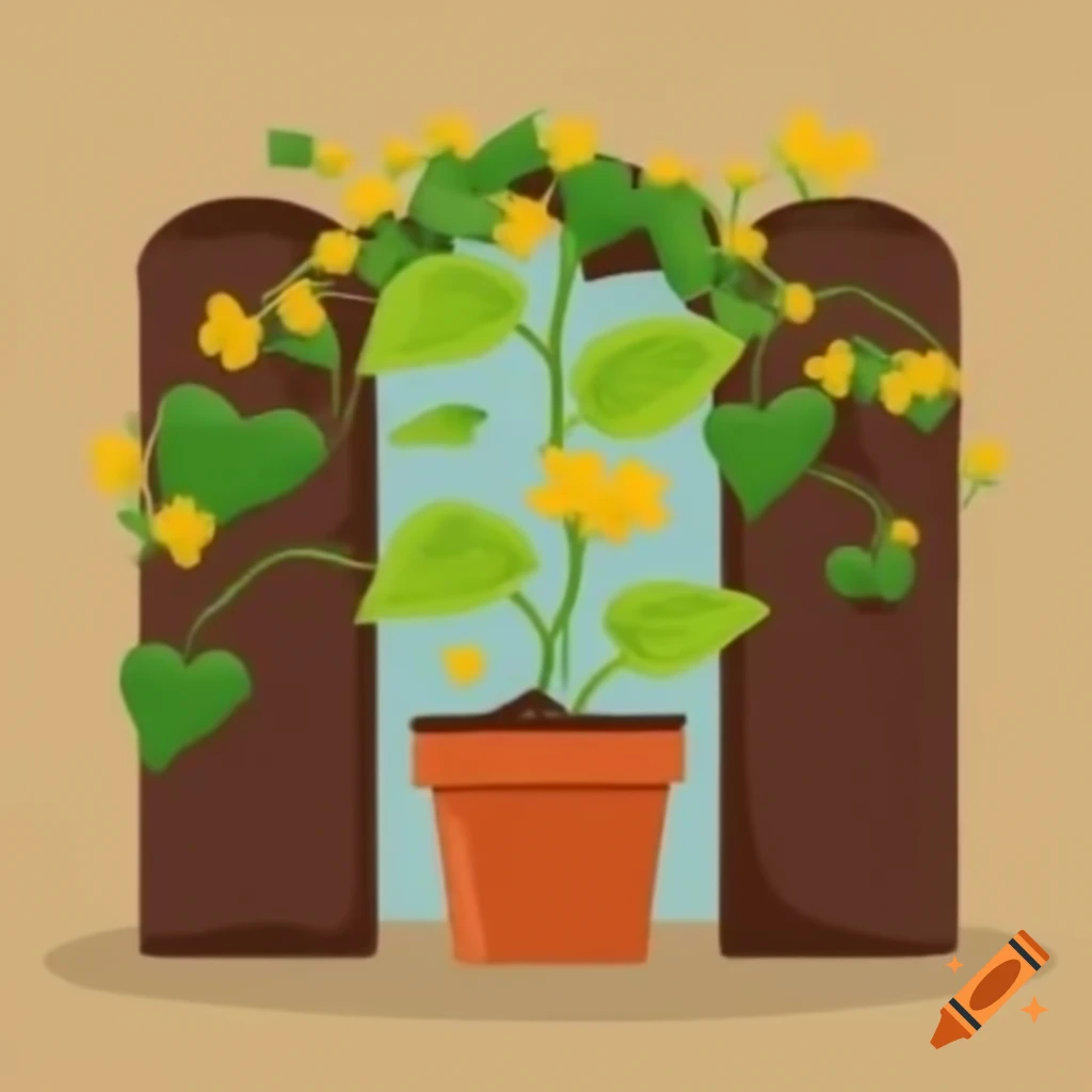 Flowering vines growing from a pot